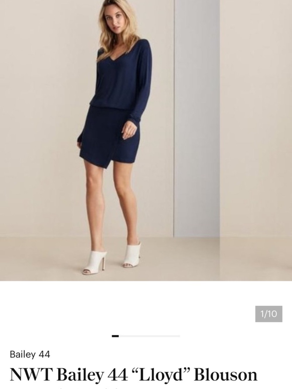 Bailey 44 Navy V-Neck Blouson Mini Dress